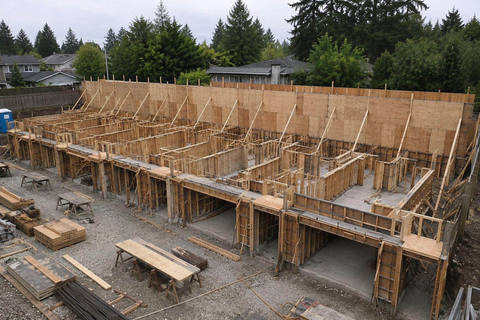 Multi-family and townhouse concrete formwork project in Surrey BC