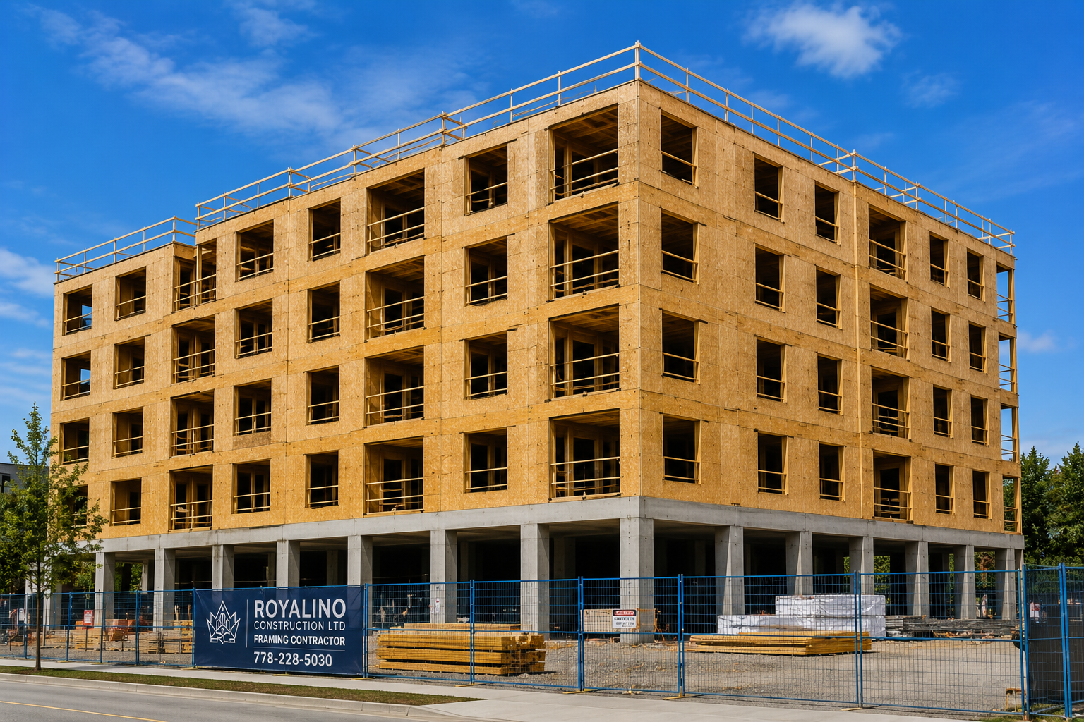 Commercial wood framing construction project in Surrey BC