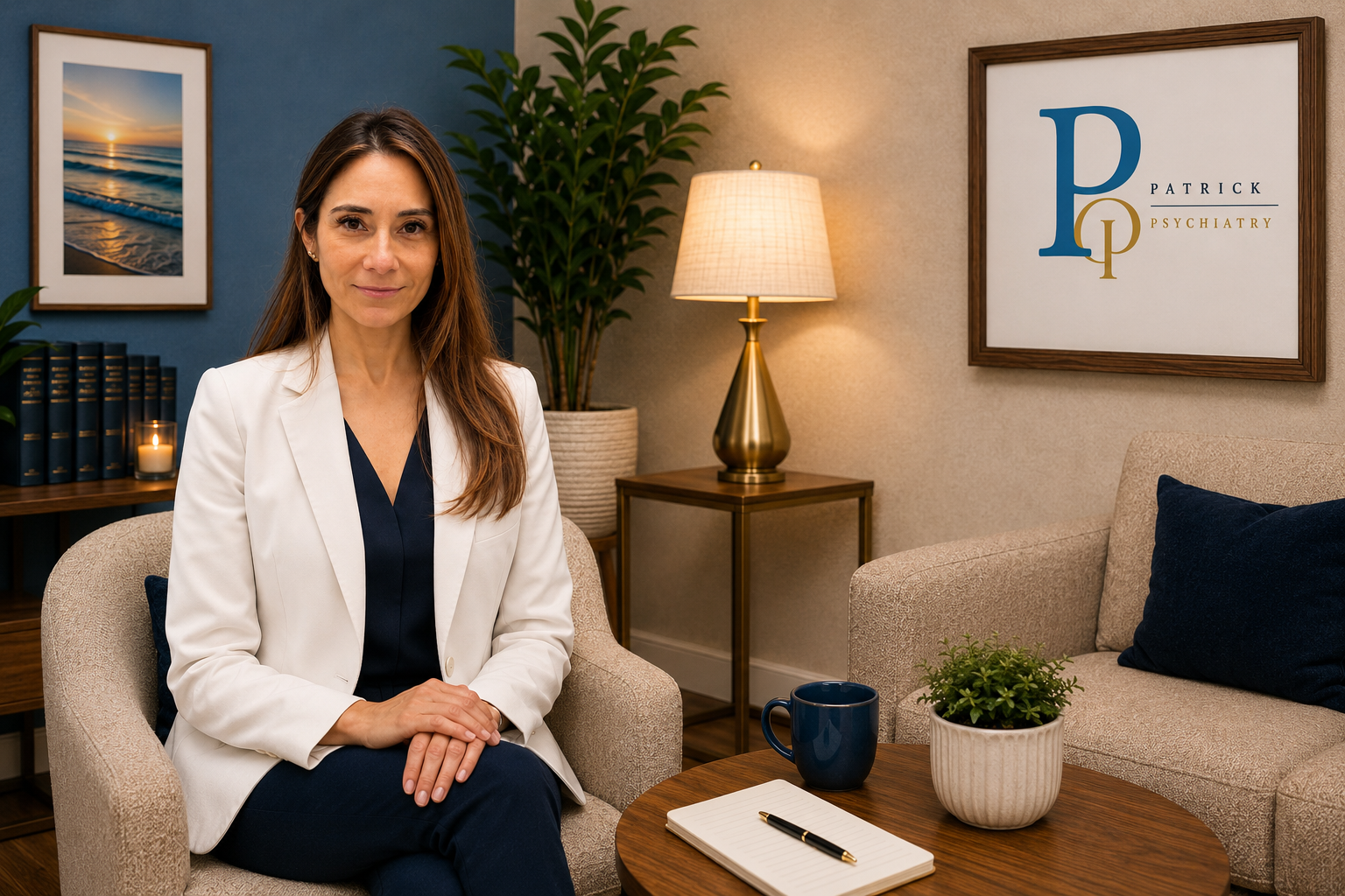 Lisa M. Patrick, M.D., providing psychiatric care at in her Scarsdale, New York office.