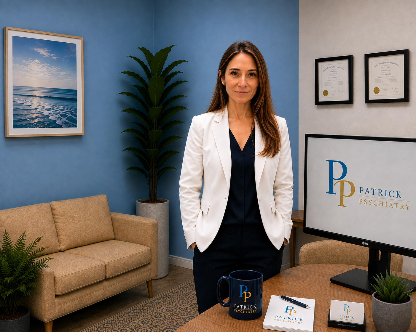 Lisa M. Patrick, M.D., psychiatrist at Patrick Psychiatry in her Scarsdale, New York office.