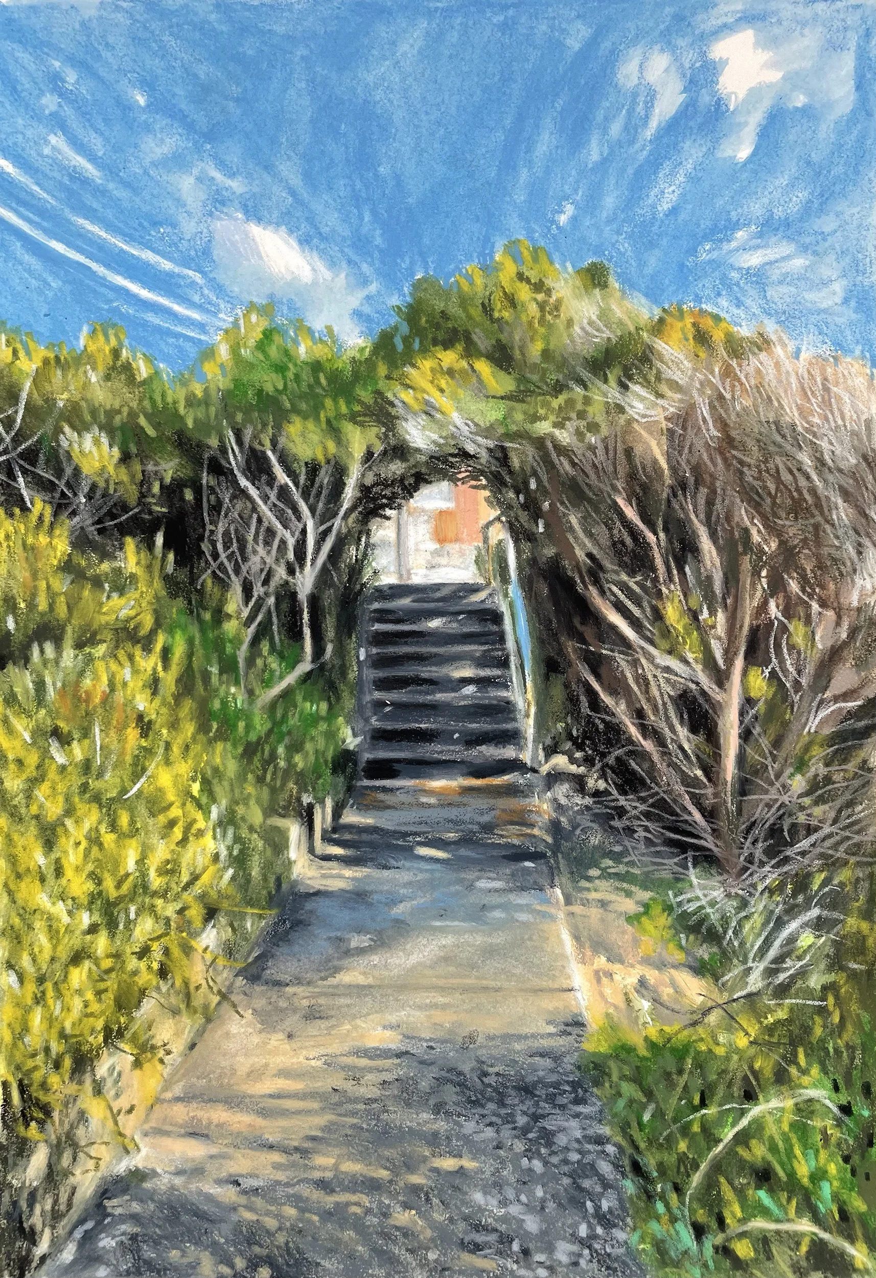 Green tunnel 3, 2022
Water-soluble wax oil pastel on paper
21 x 29 cm