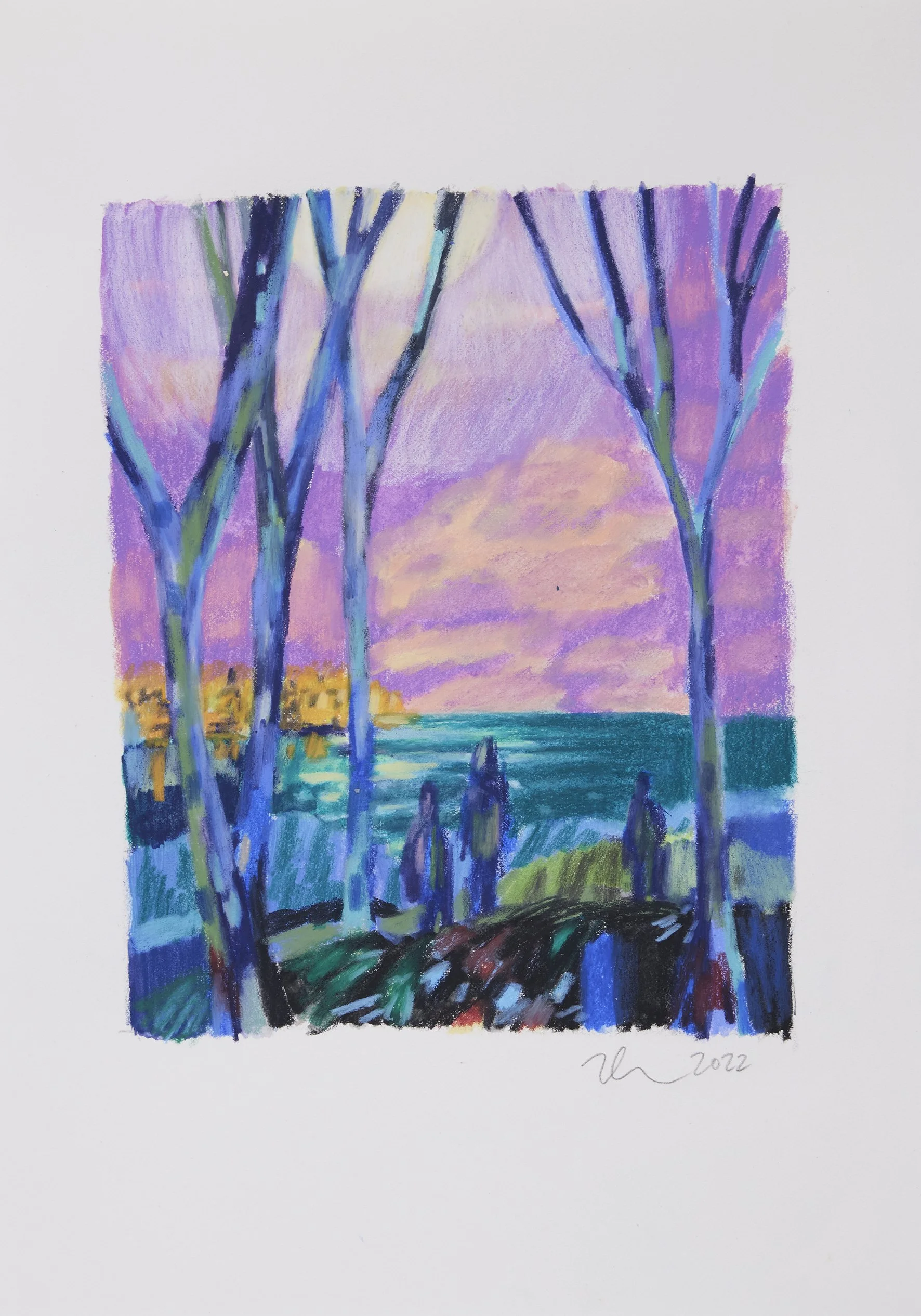 Purple haze, 2022
Water-soluble wax oil pastel on paper (framed)
40 x 30 cm