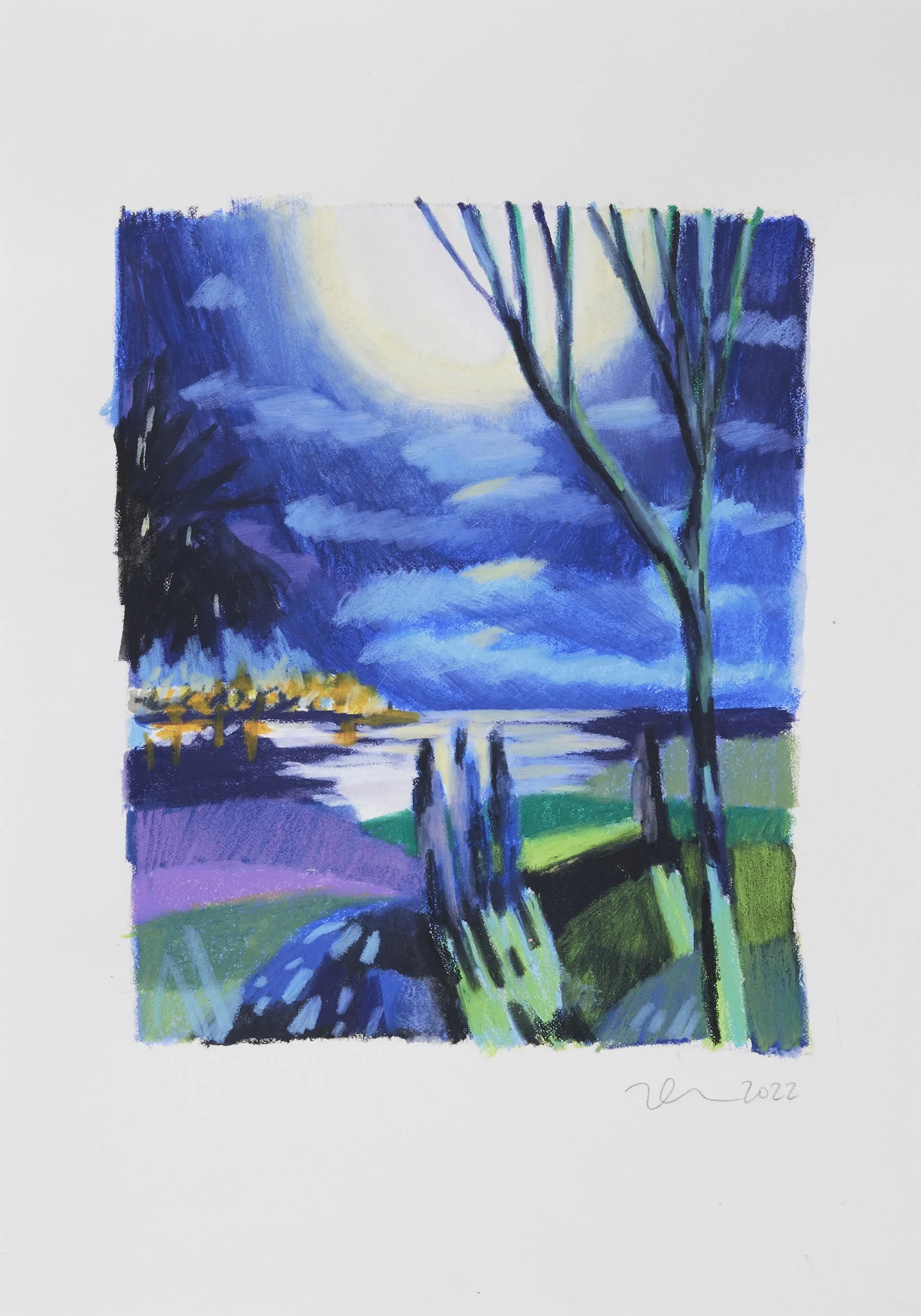 Nightlight, 2022
Water-soluble wax oil pastel on paper (framed)
40 x 30 cm