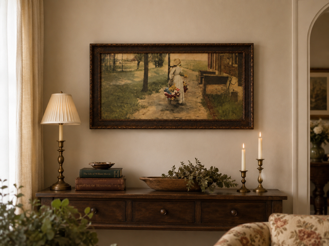 Flower Girl in Holland – Vintage Framed Print After George Hitchcock