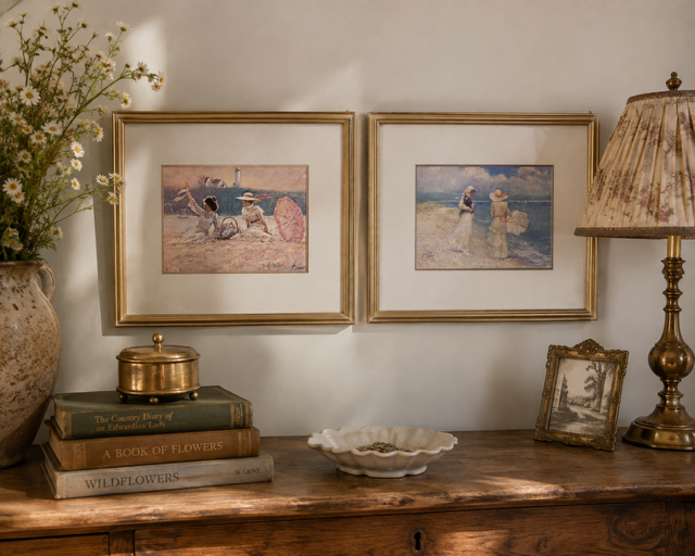 Pair of Signed R. Zolan Vintage Coastal Prints