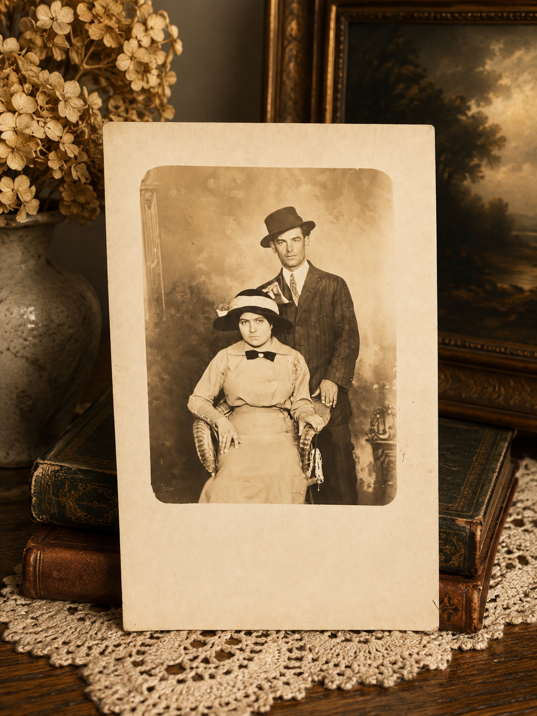 Antique Mounted Studio Portrait of a Couple