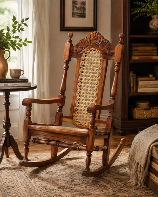 Vintage Petite Cane Parlor Rocking Chair