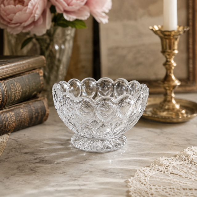 Vintage Pressed Glass Pedestal Bowl