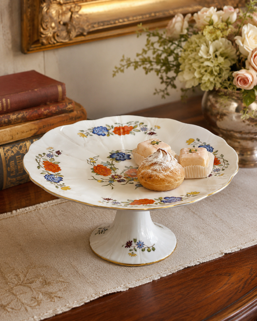 Vintage Aynsley Famille Rose Bone China Pedestal Cake Stand