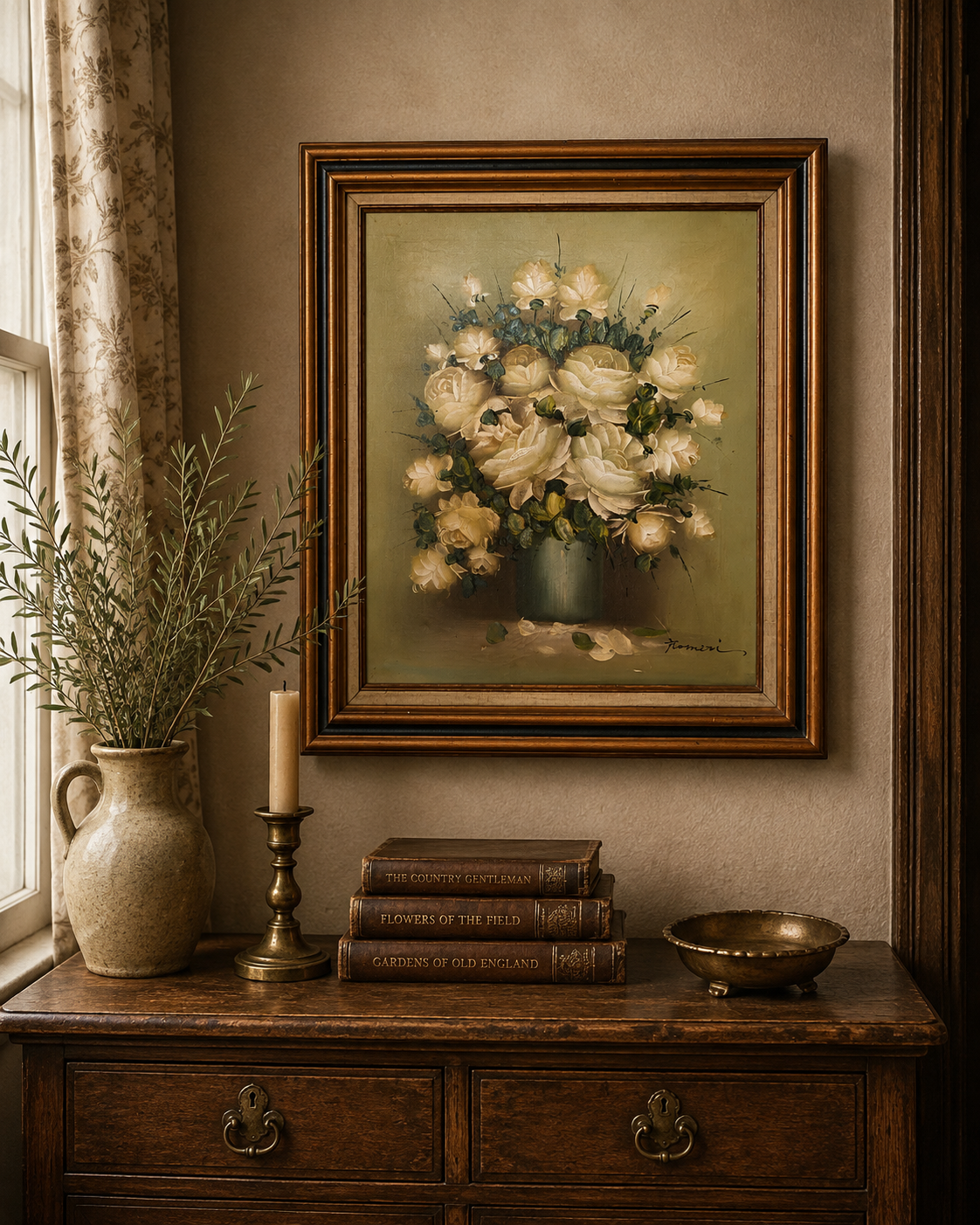 Vintage Signed Original Floral Oil Painting