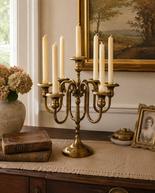 Vintage Brass 7-Arm Candelabra