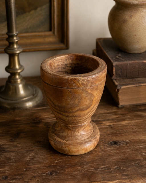 Vintage Turned Wood Pedestal Vessel