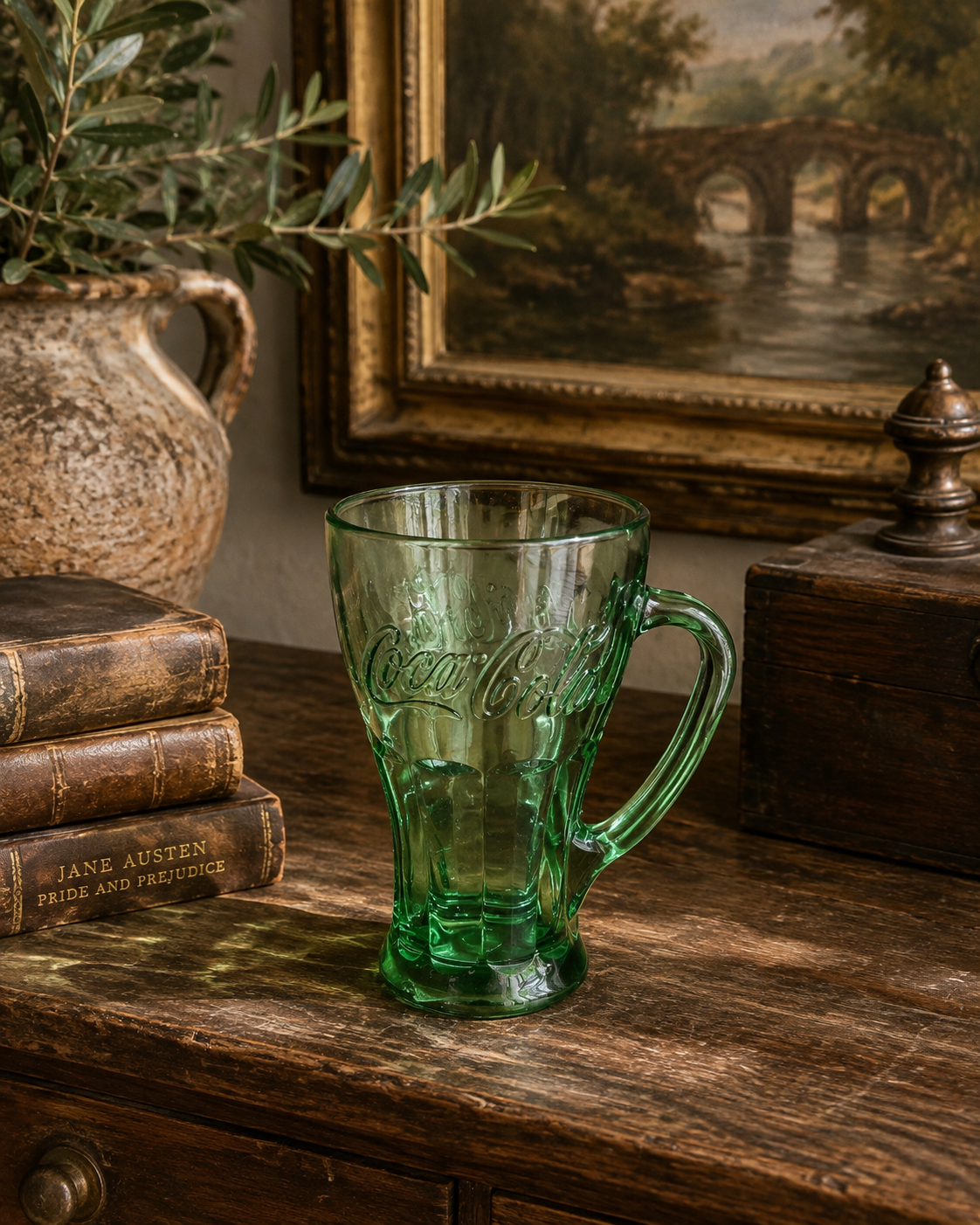 Vintage Libbey Coca-Cola Green Glass Mug