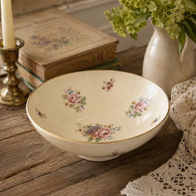 Vintage Kernewek Floral Serving Bowl - Made in England