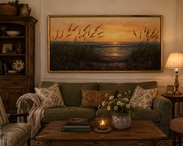 Signed Original Oil — Sunset Beyond the Dunes