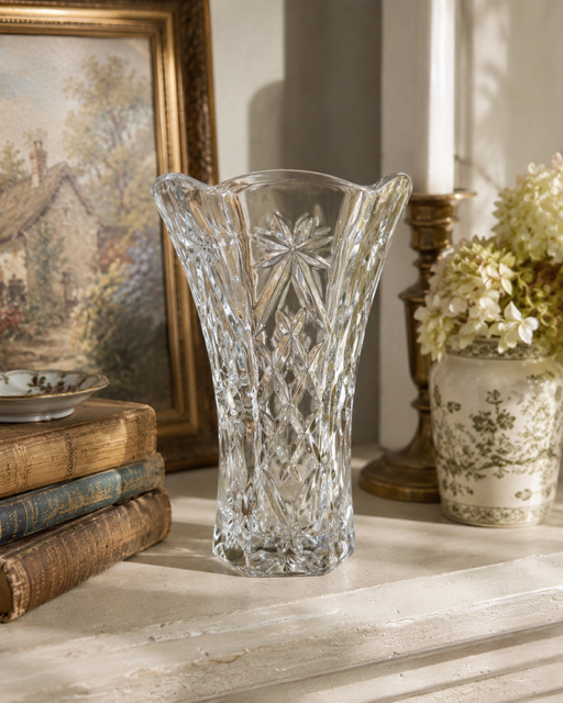 Vintage Cut Crystal Flared Vase