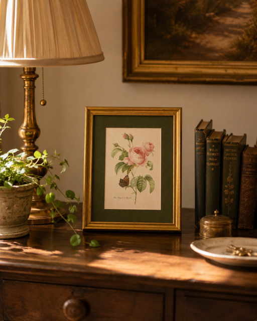 Vintage Pink Rose Botanical Print