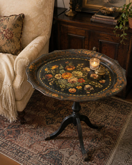 Vintage Hand-Painted Tole Tray Table