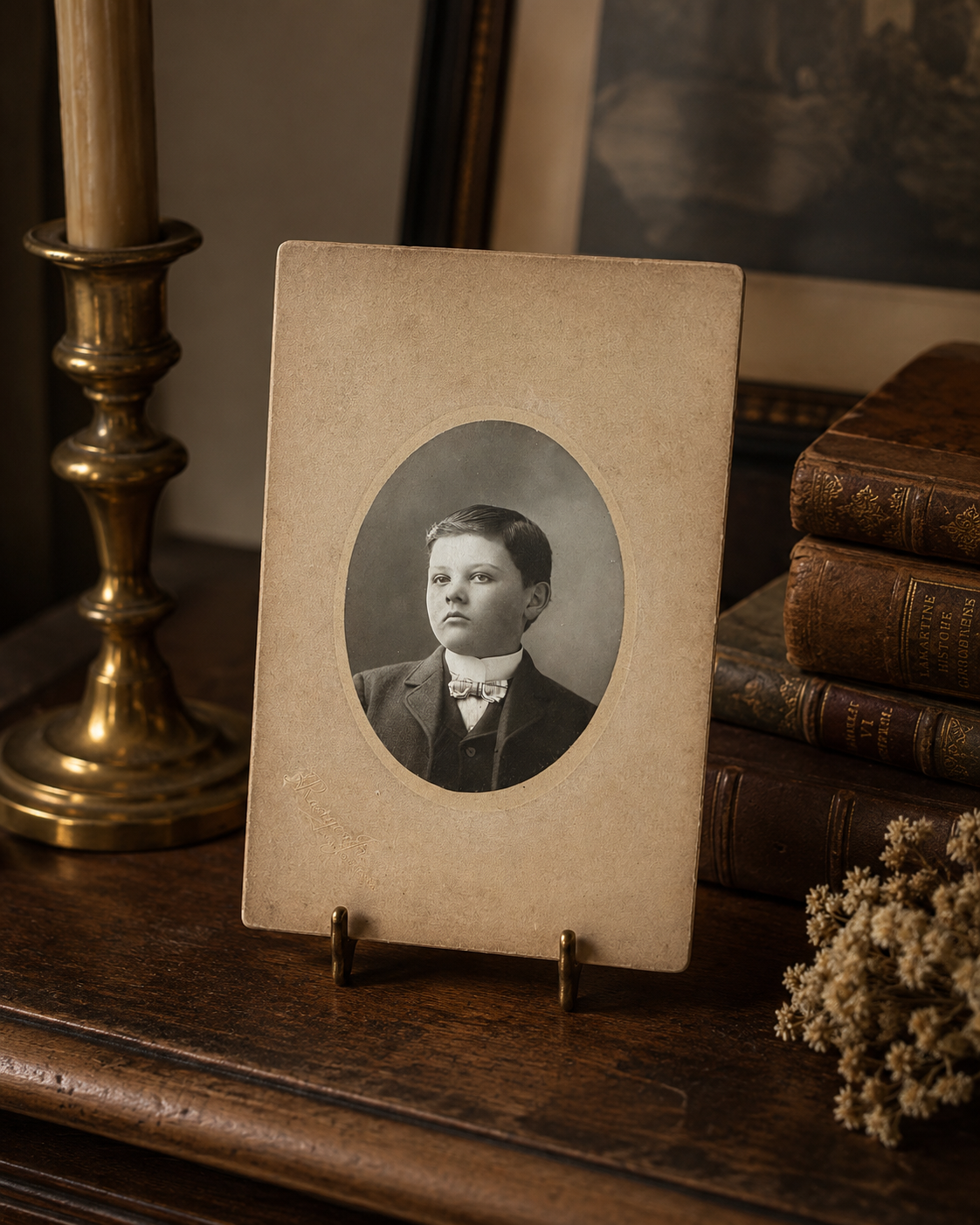 Antique Mounted Portrait of a Young Boy