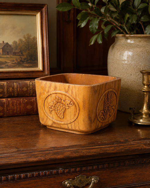 Vintage Carved Wooden Harvest Bowl