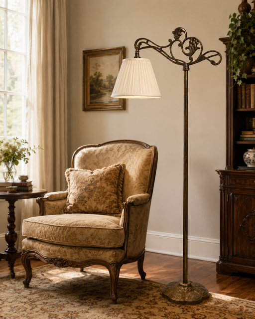 Antique Ornate Bridge Floor Lamp