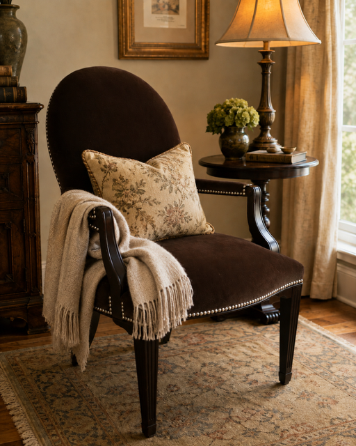 Vintage Louis XVI French-Style Oval Back Armchair