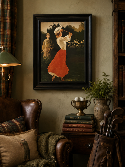 Vintage “Golf Girl” Advertising Print – Framed