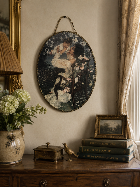 Vintage Sandra Kuck “A Mother’s Gentle Touch” Oval Wall Hanging