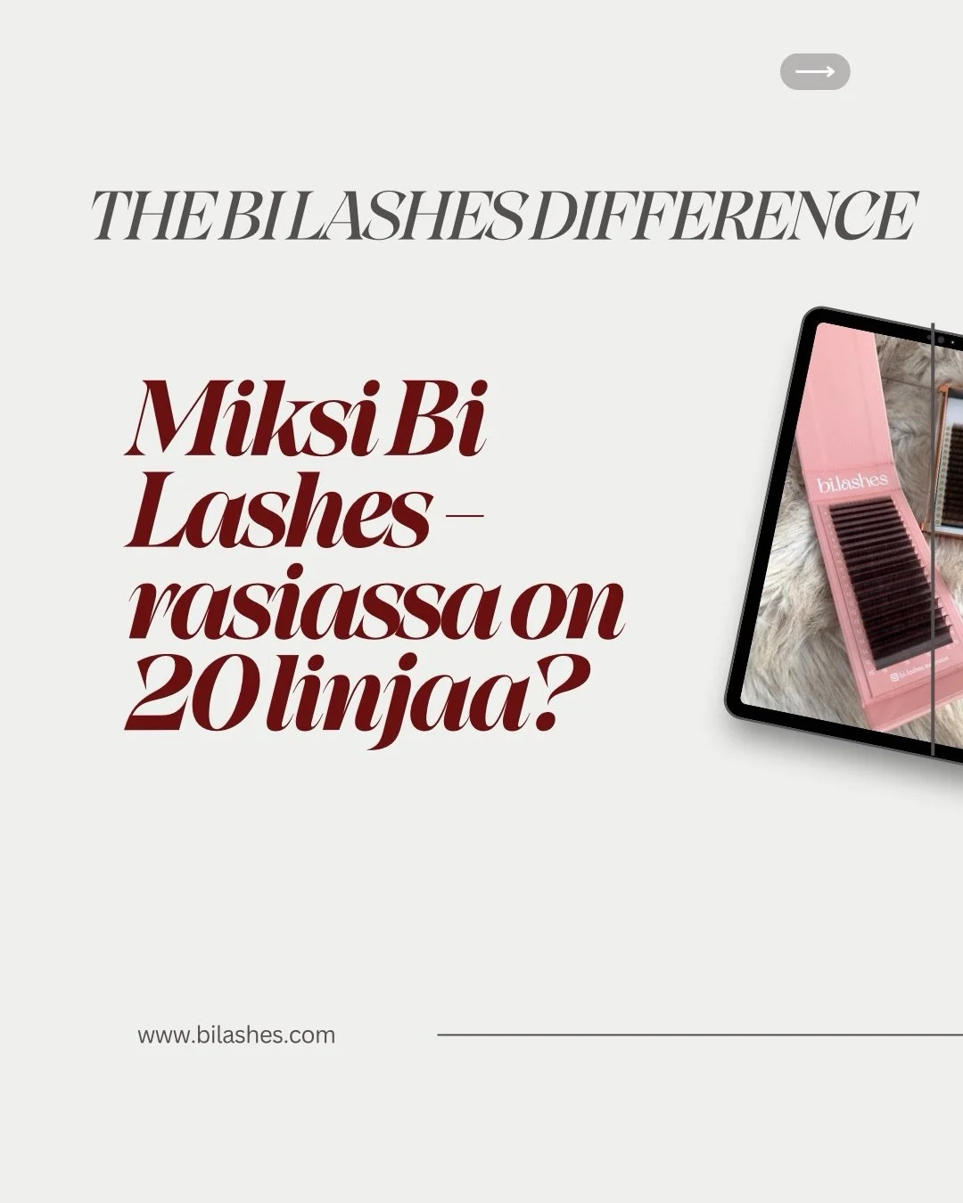 Enemm&auml;n tuotetta. V&auml;hemm&auml;n kustannuksia. ✨
20 linjaa &bull; &euro;15,99
Luotu lash artisteille, jotka arvostavat laatua. 🤍