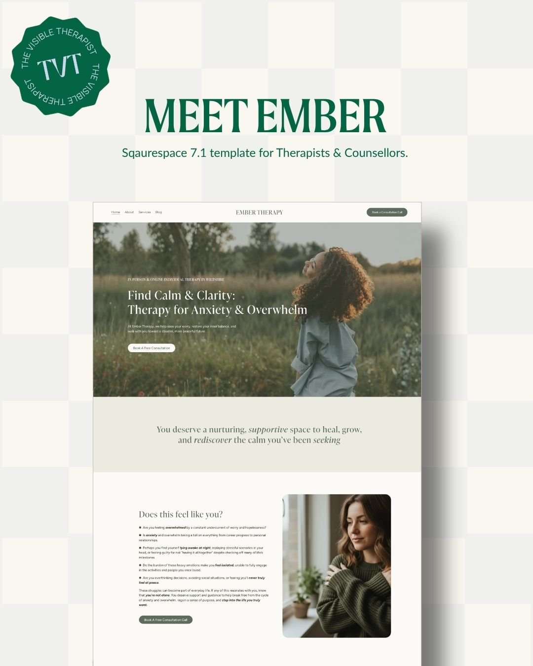 Meet Ember 🌿

Ember was designed for therapists who want their website to feel gentle, supportive and reassuring from the first scroll.

There&rsquo;s a softness to this one. Muted colours, warm imagery and plenty of breathing room give the content 
