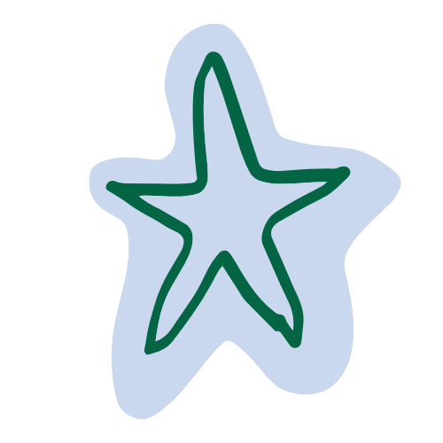 Line drawing of a starfish with a light blue background.