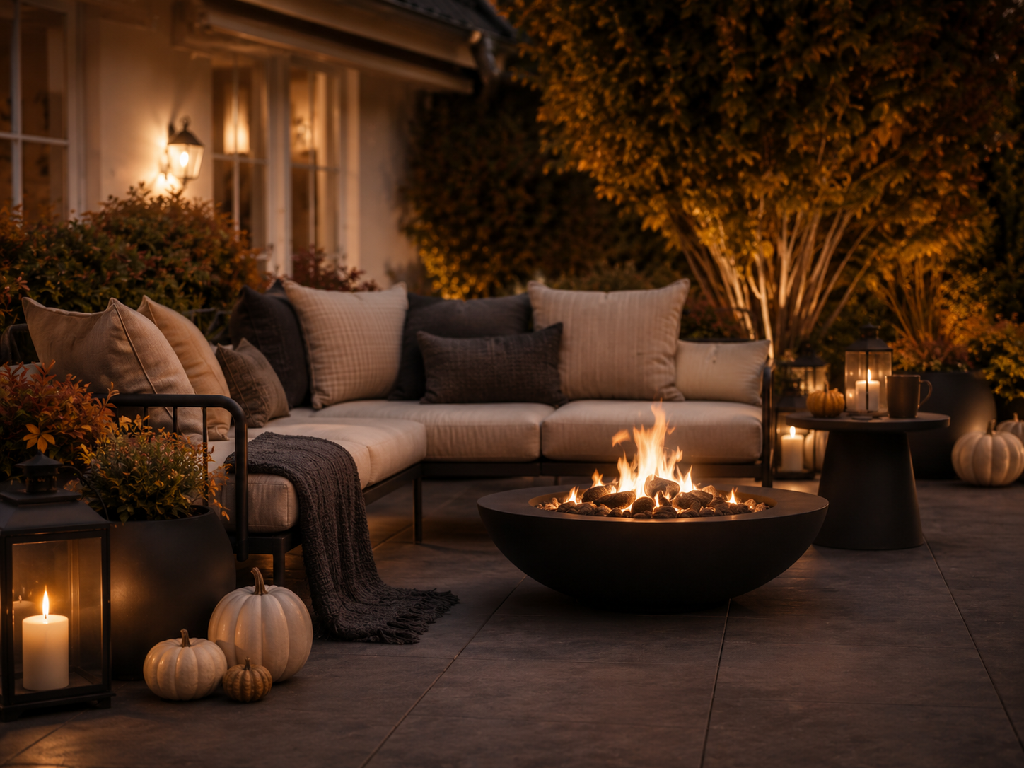 Gemütliche Herbstlounge im Garten