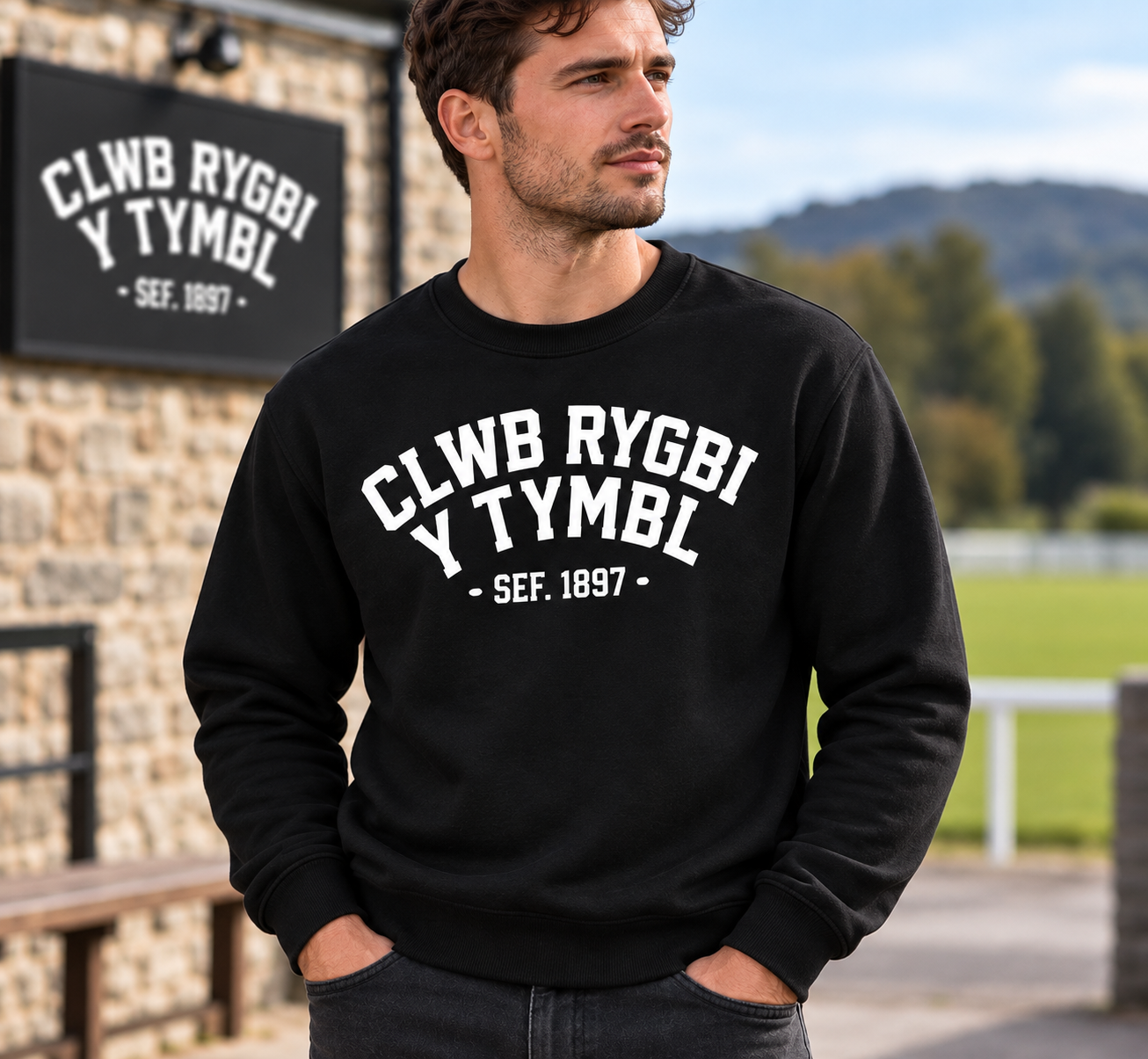 Tumble RFC Black Unisex Sweatshirt With White Lettering and Numbering