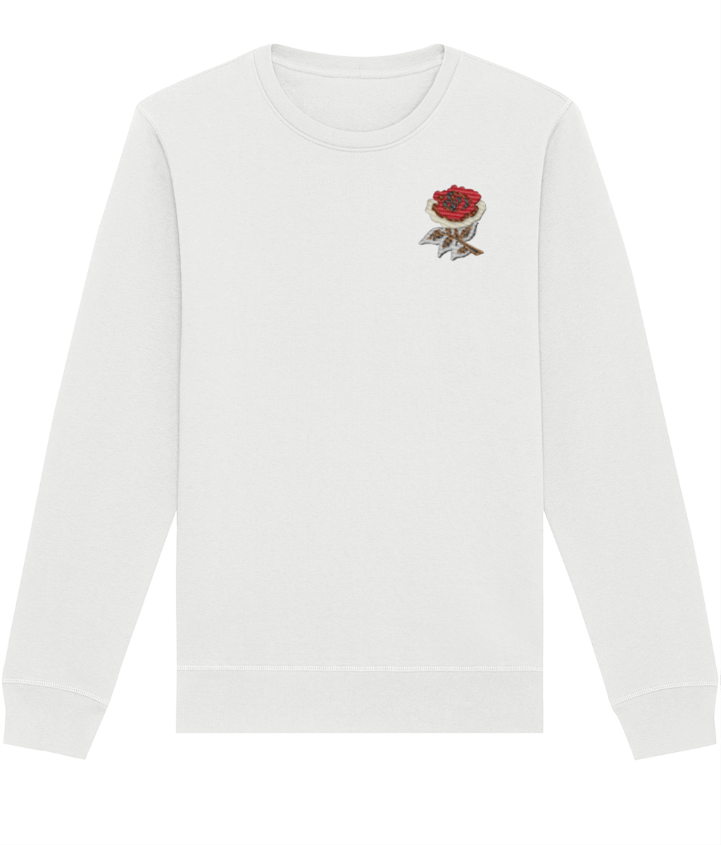 England 1900s Unisex Embroidered White Sweatshirt