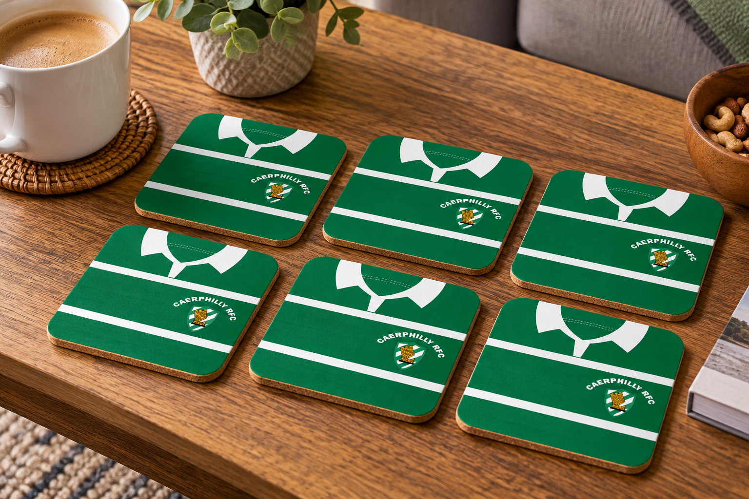 Caerphilly RFC Drinking Coasters. Pack of 4