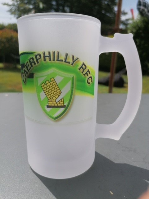 Caerphilly RFC 16oz Frosted Glass Beer Stein