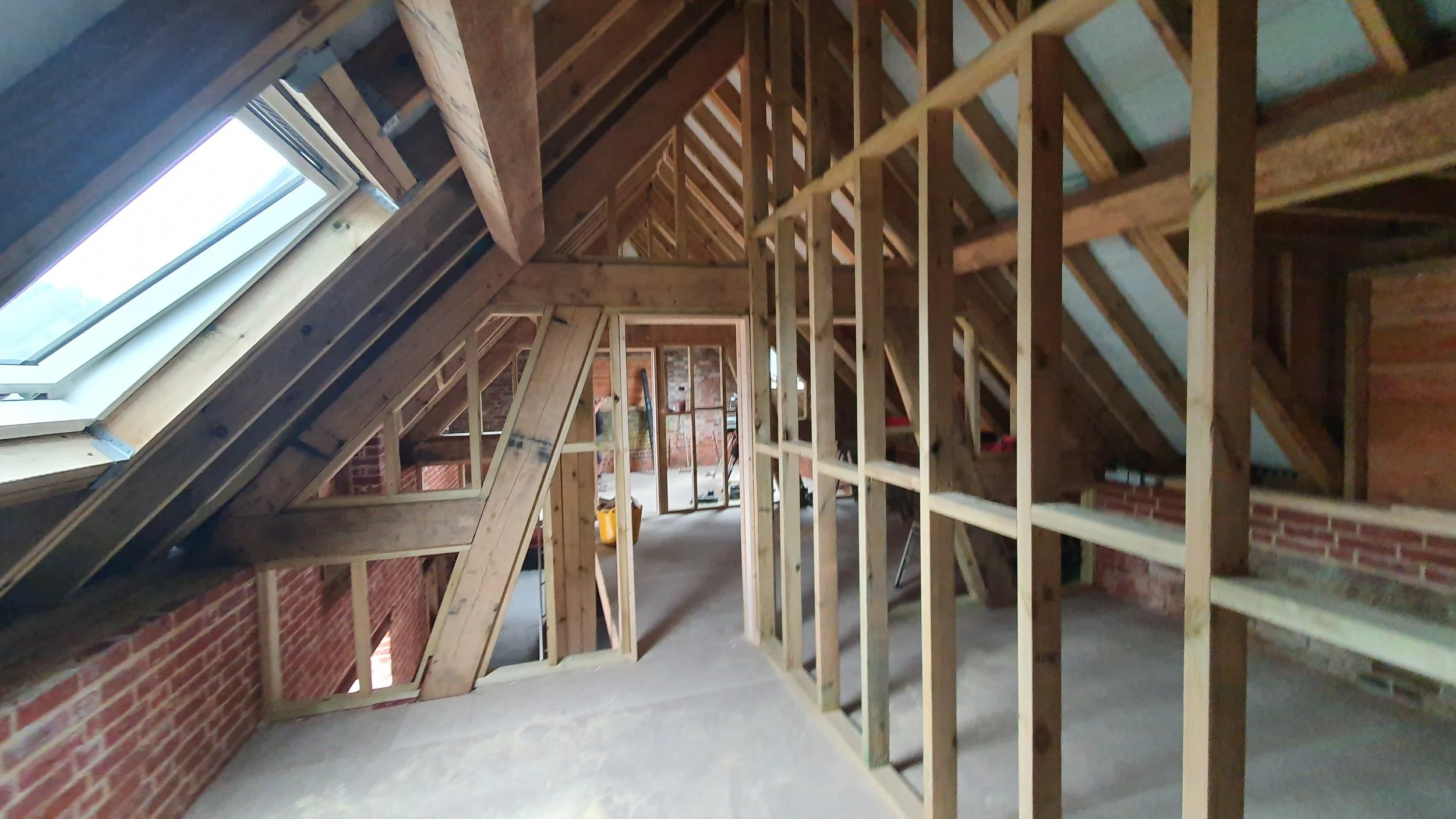 Stud framing around large oak truss
