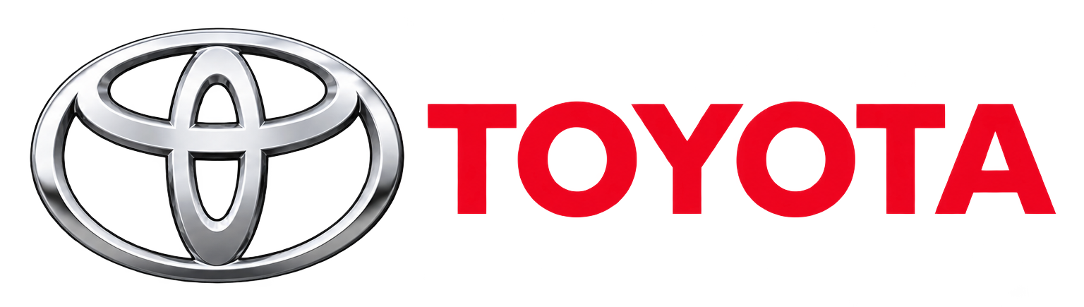 Logo di Toyota con scritta rossa.
