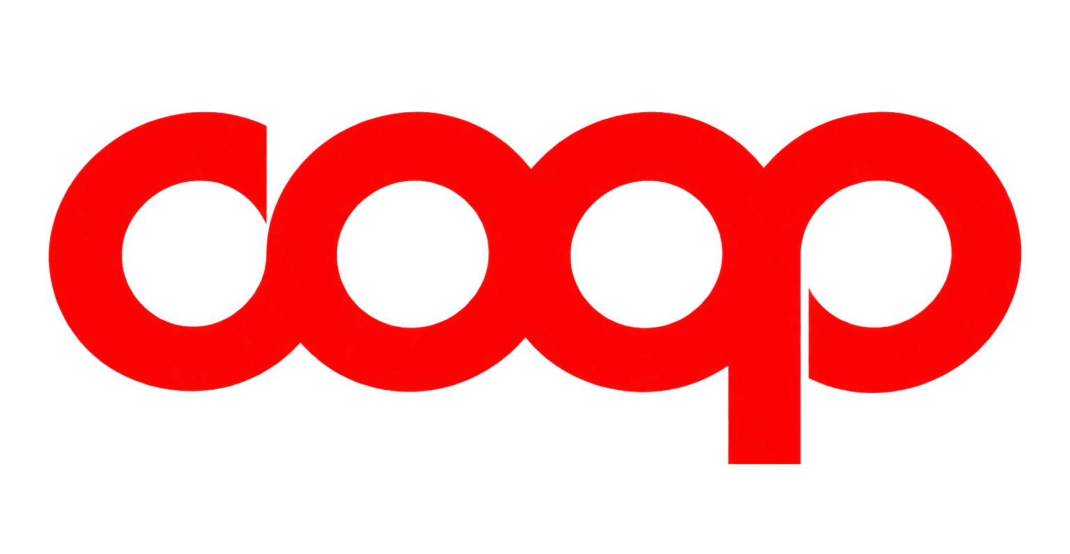 Logo di Coop in rosso e nero.