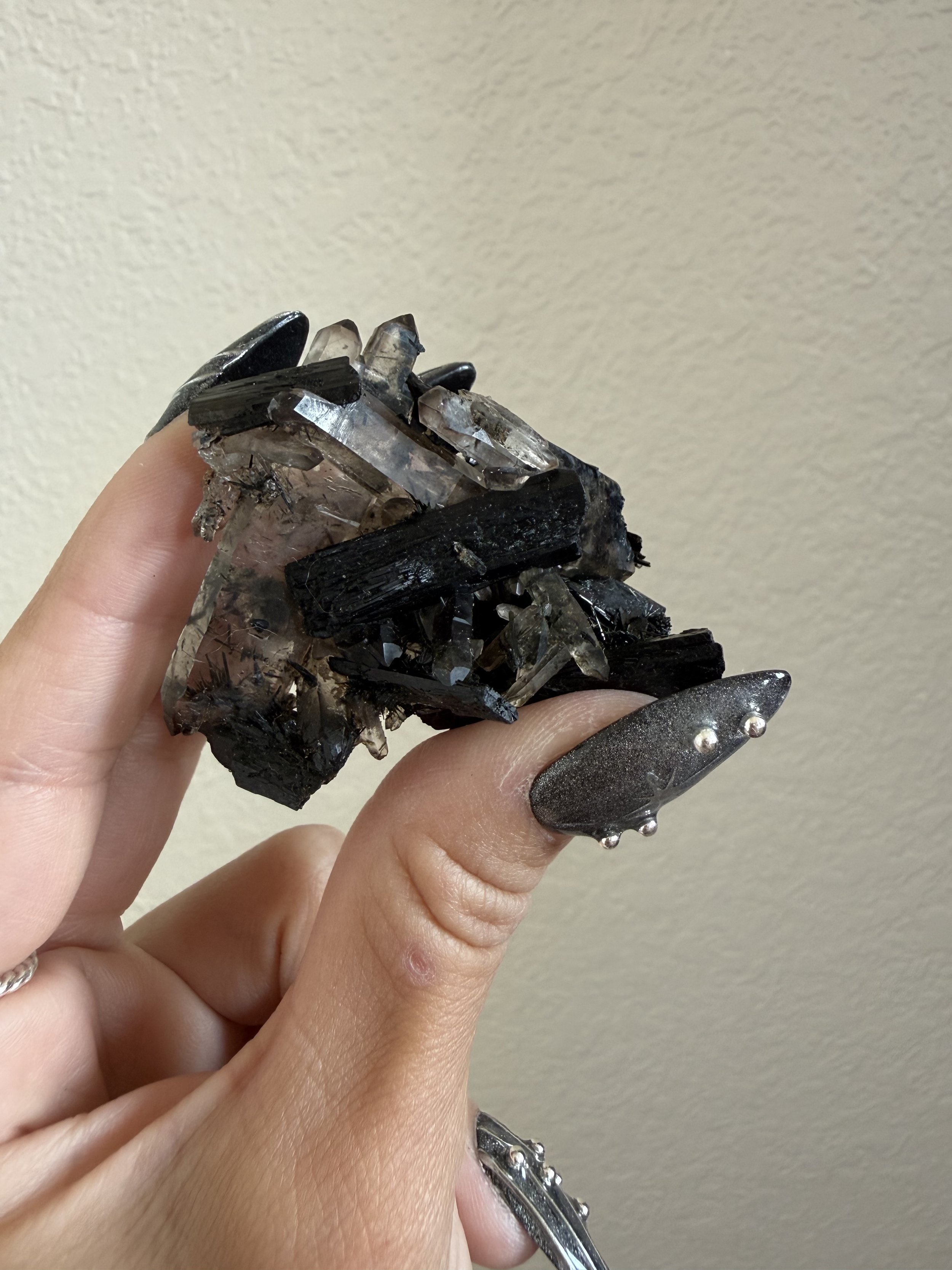 Black Tourmaline & Quartz Cluster
