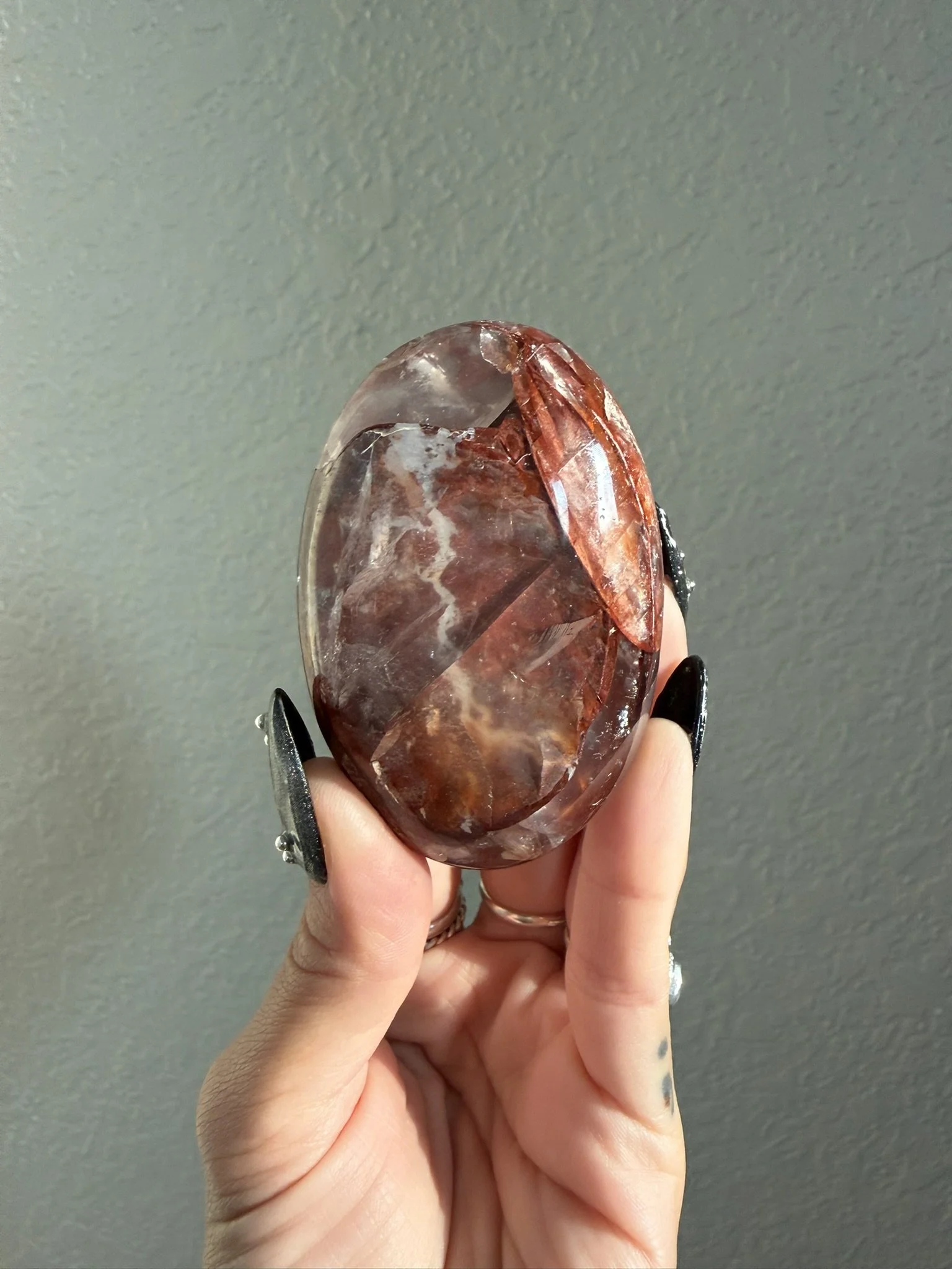 Fire Quartz Palm Stone