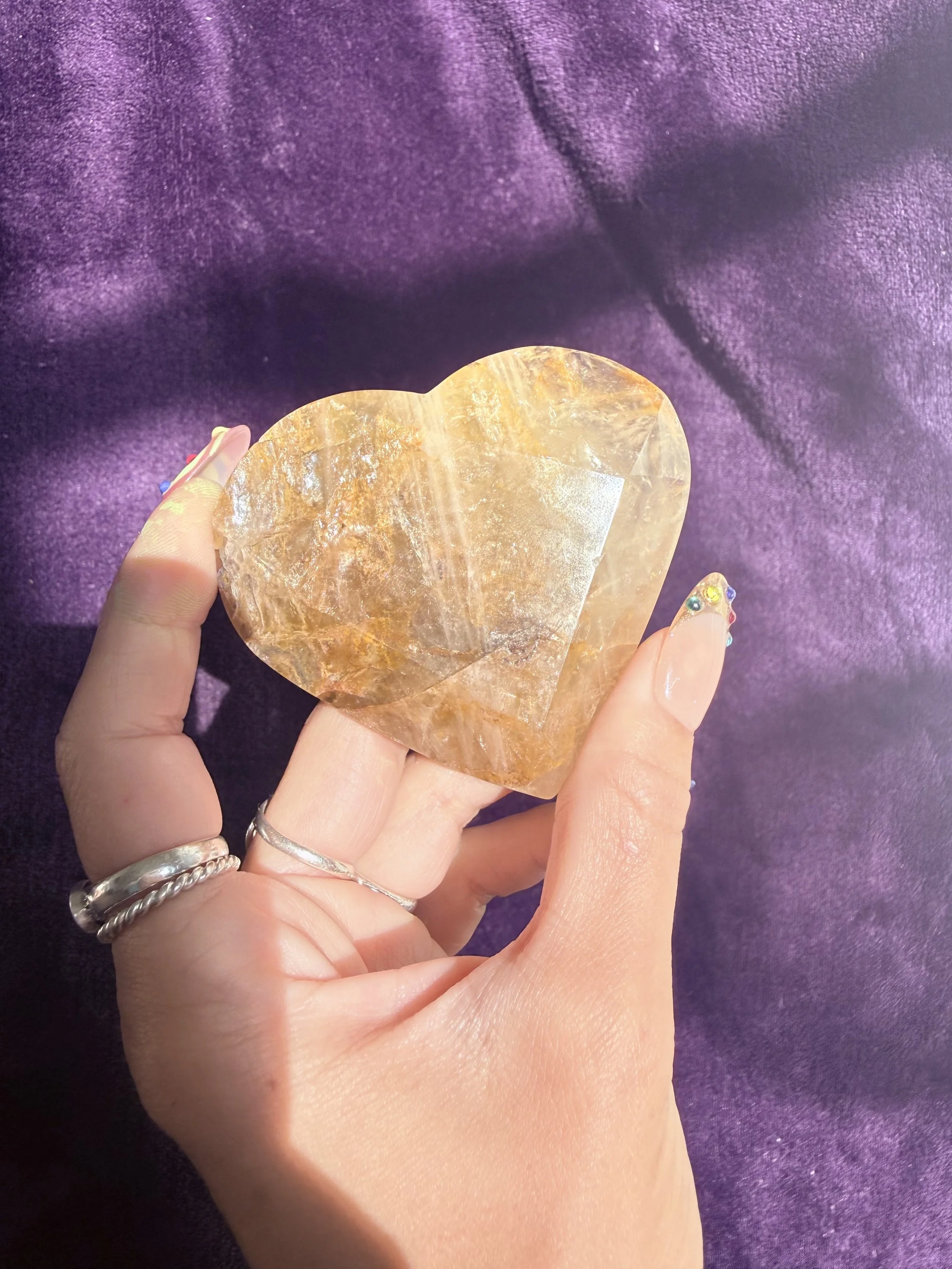 High Quality Golden Healer Quartz Faceted Heart