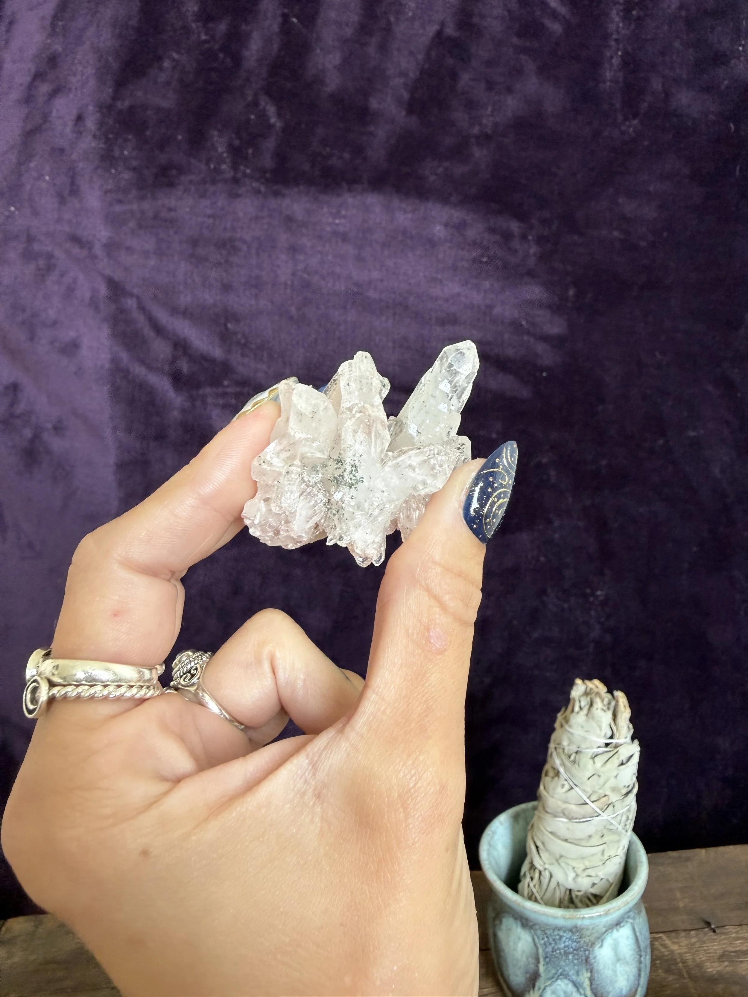 Pink Lemurian Quartz D with Chlorite Inclusions
