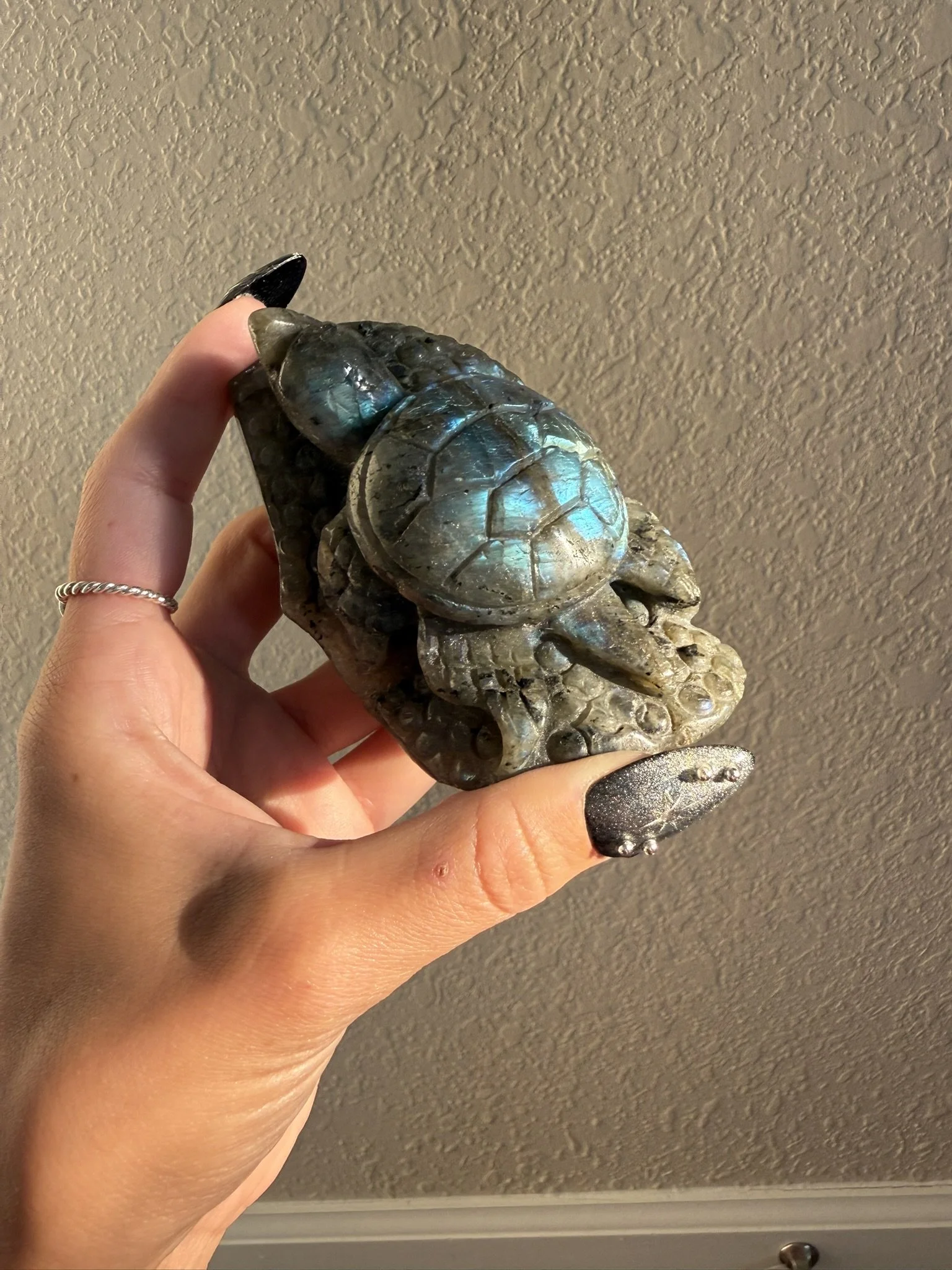 Labradorite Sea Turtle Carving