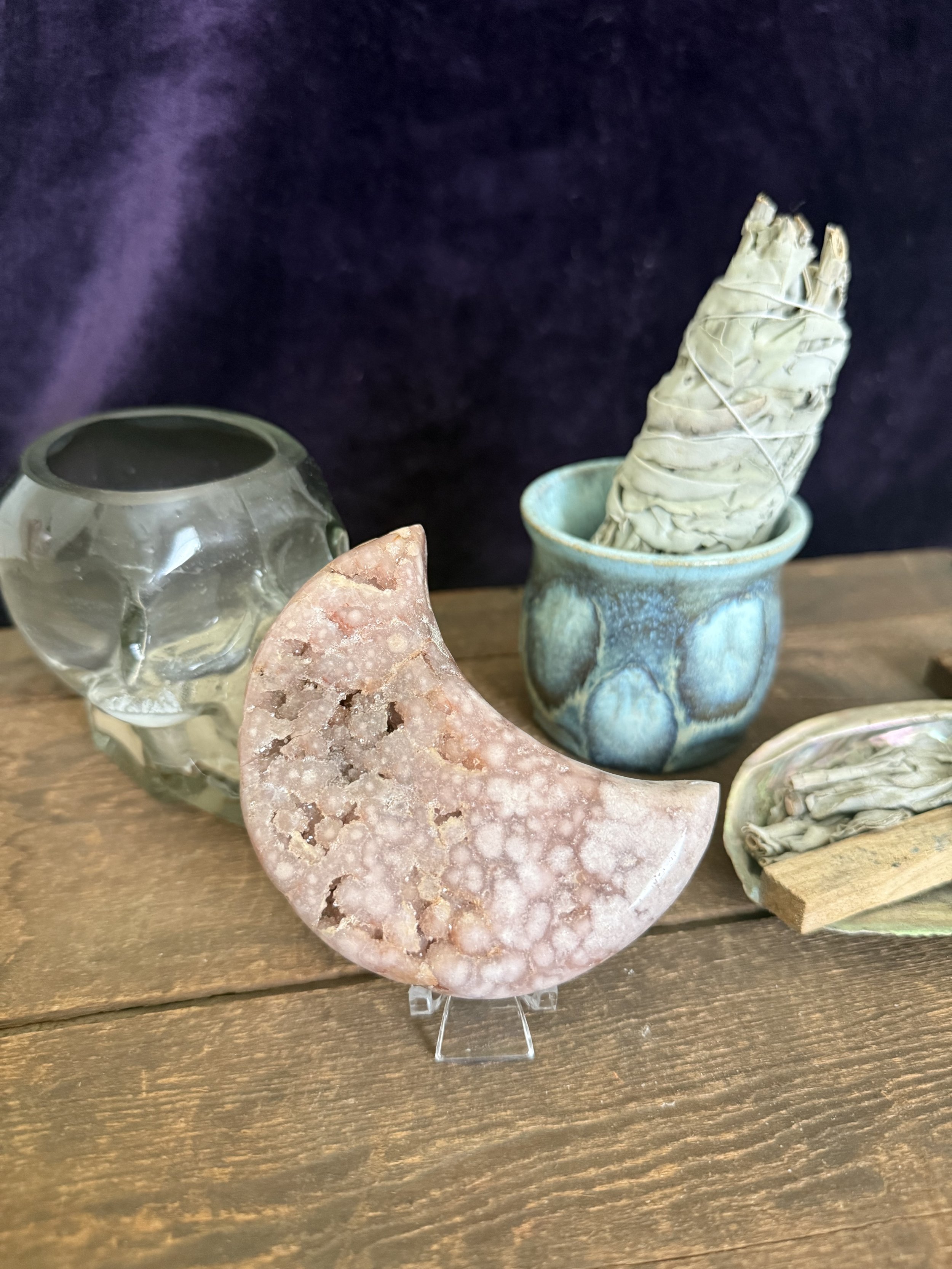 Pink Amethyst Moon with Druzy