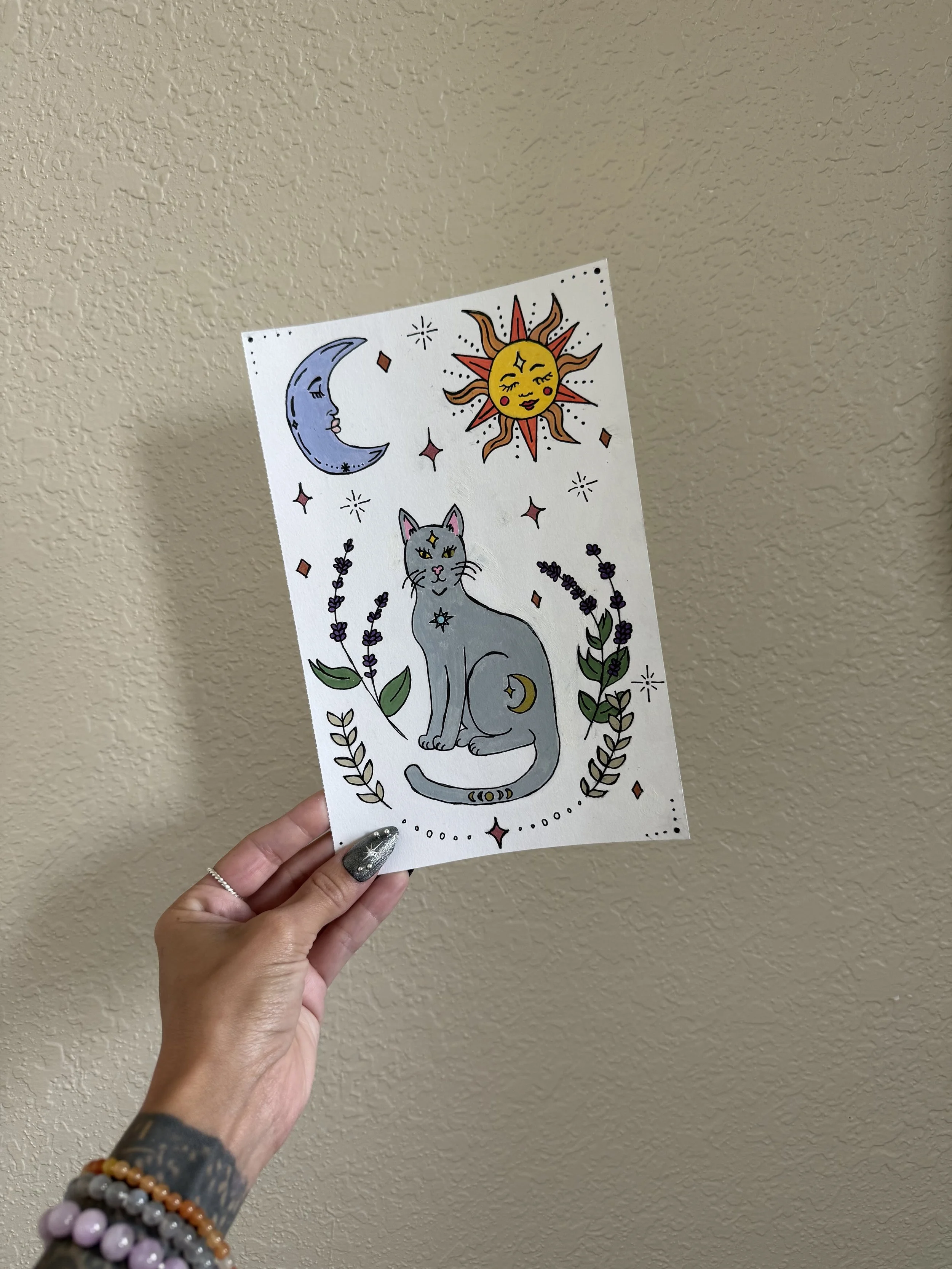As Above, So Meow | 5.5x8.5 Acrylic Paint Marker Print