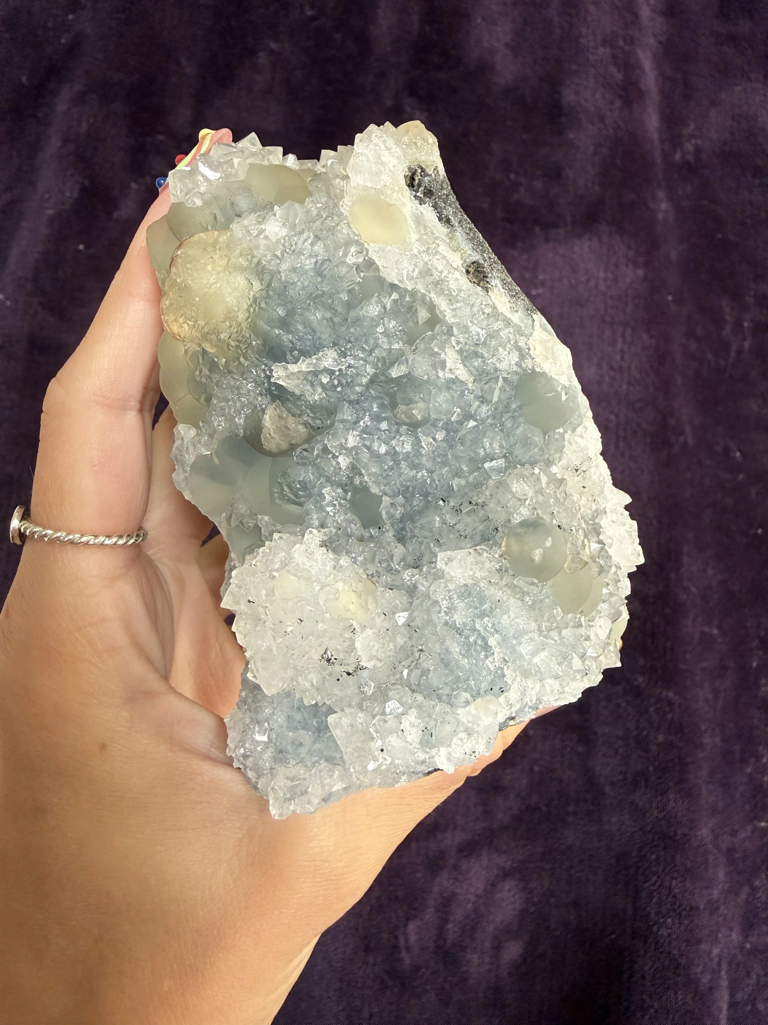 Blue Chalcedony, Apophyllite & Botryoidal Fluorite