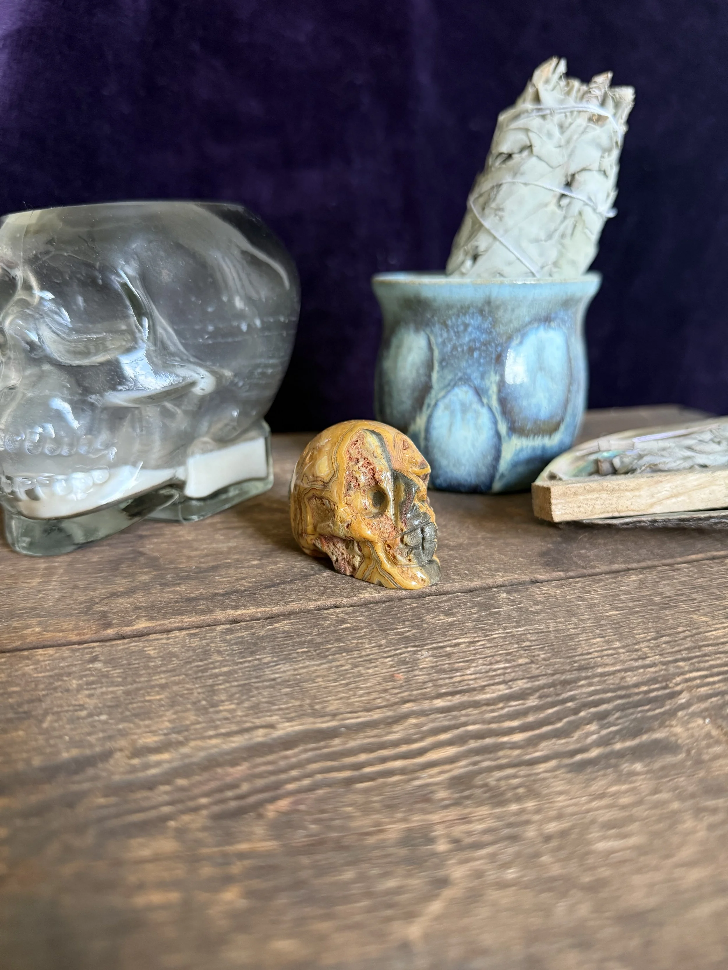 Crazy Lace Agate Mini Skull