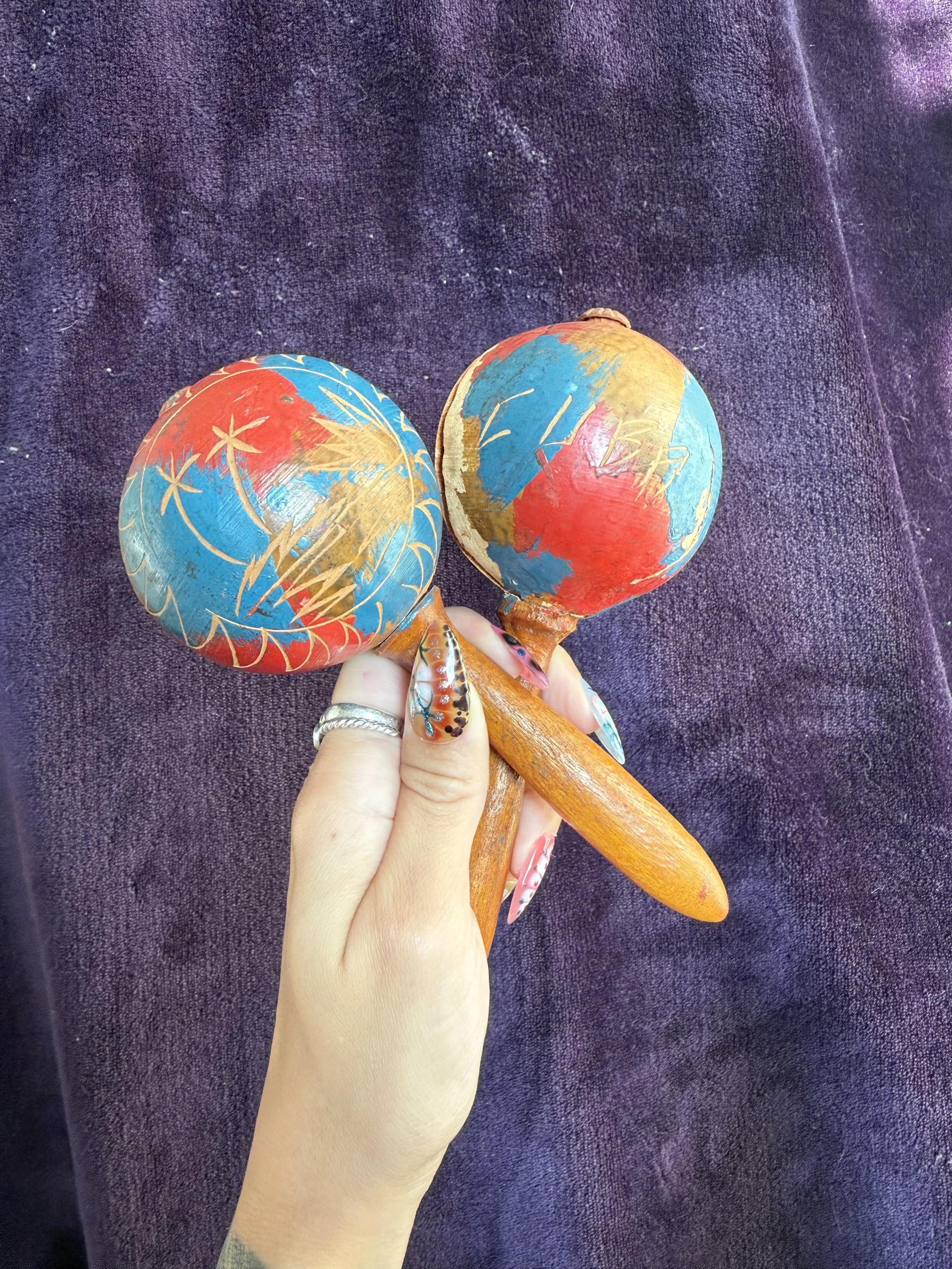 Authentic Cuban Maracas | Hand-Painted Vintage Pair