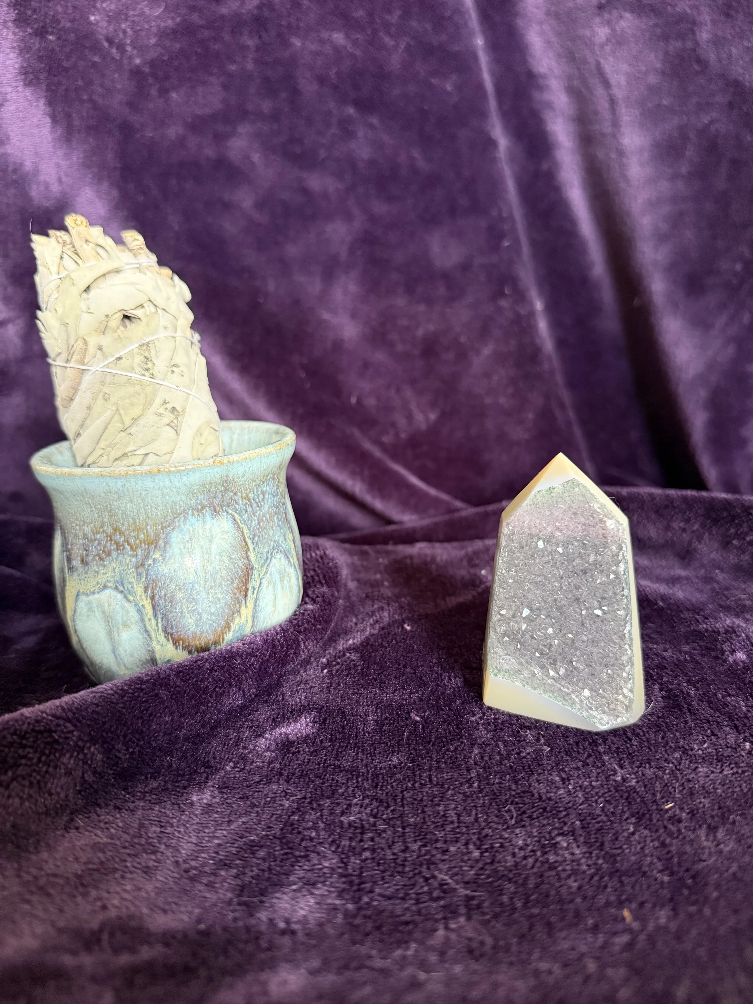 Druzy Agate Tower with Amethyst